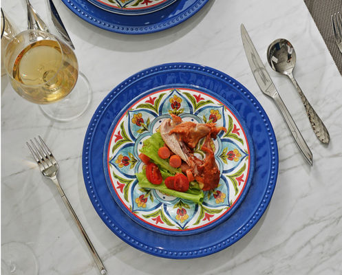 Bộ bát đĩa Melamine, Bộ bát đĩa 12 món cho 4 người, Bộ đĩa và bát Bộ đồ ăn ngoài trời, Máy rửa chén an toàn BPA free (Re