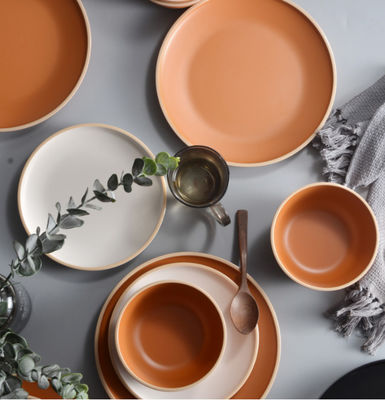 Bộ đồ ăn Gufaith Melamine 12 chiếc, Đĩa và Bát cho 4 người, Bộ đồ ăn không thể vỡ, Bộ đồ ăn lý tưởng cho bữa tiệc,