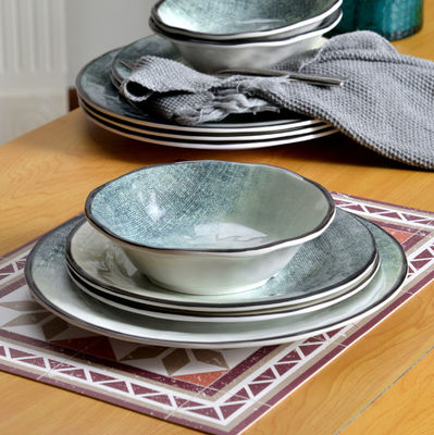 Đồ ăn tối melamine màu xanh lá cây 12 miếng để sử dụng ngoài trời trong nhà