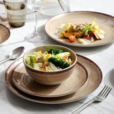 Đĩa màu nâu Melamine Set Chip Free Round