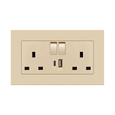 Melamine sạc đèn chuyển mạch bảng điều khiển 13A 16A USB loại C Multi Hole Socket