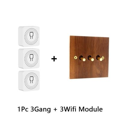 Tấm bìa gỗ rắn Toggle Light Switch Panel Brass Home Wall Switch Type 86 tay làm đòn bẩy ẩn đòn bẩy Tog