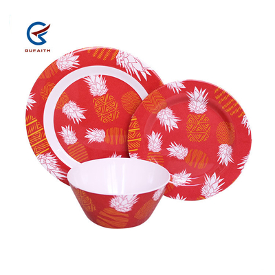 3PCS Red Melamine Dinnerware Set For Camping Indoor Outdoor Use Kitchen 3PCS Red Melamine Dinnerware Set For Camping Indoor Outdoor Use Kitchen